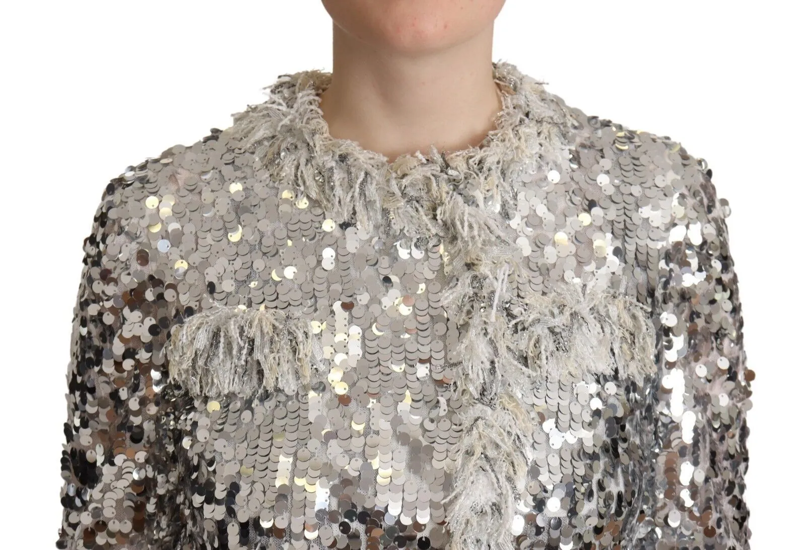 Chic Silver Sequined Jacket Coat sold by Louxly product image thumbnail 4