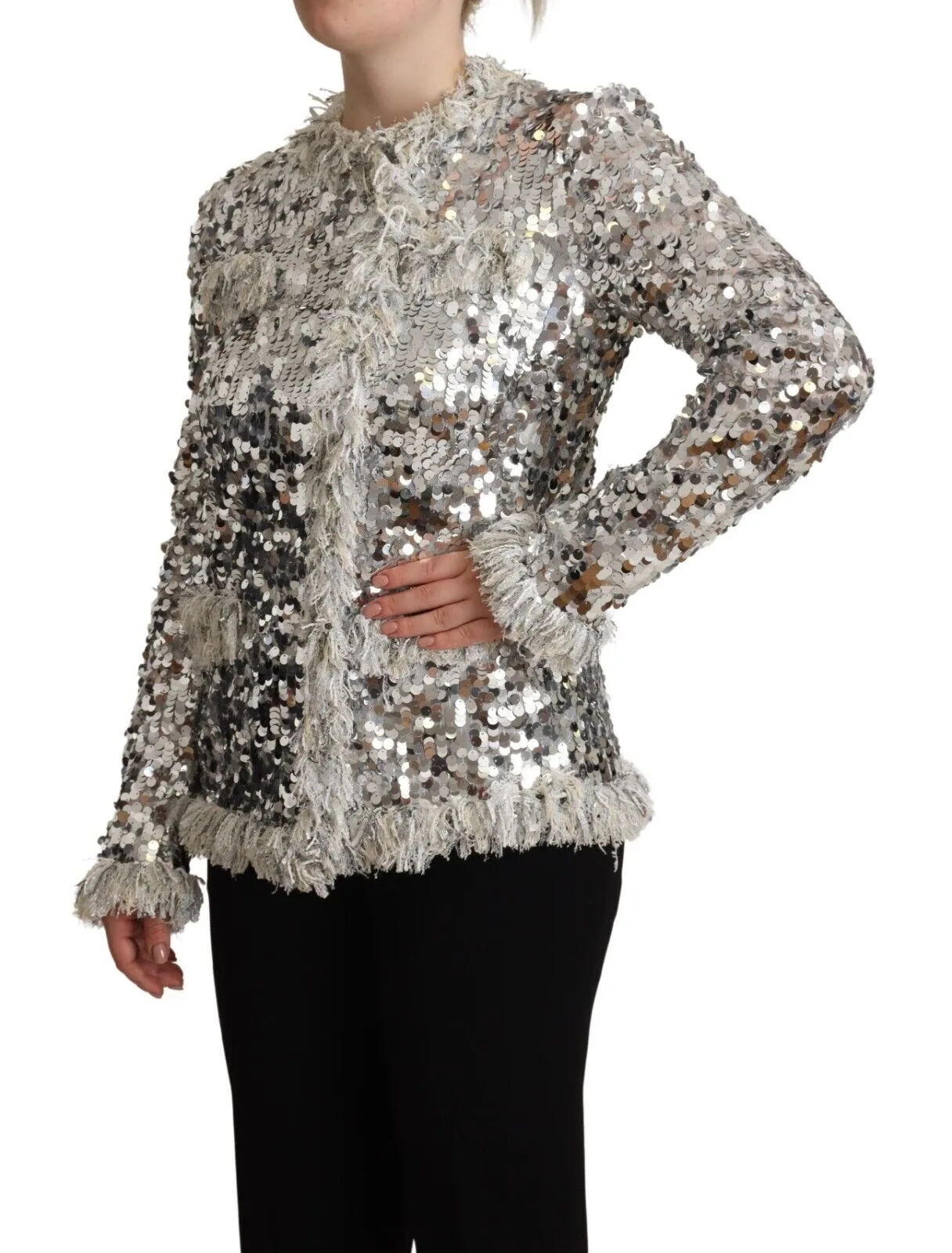 Chic Silver Sequined Jacket Coat sold by Louxly product image thumbnail 2