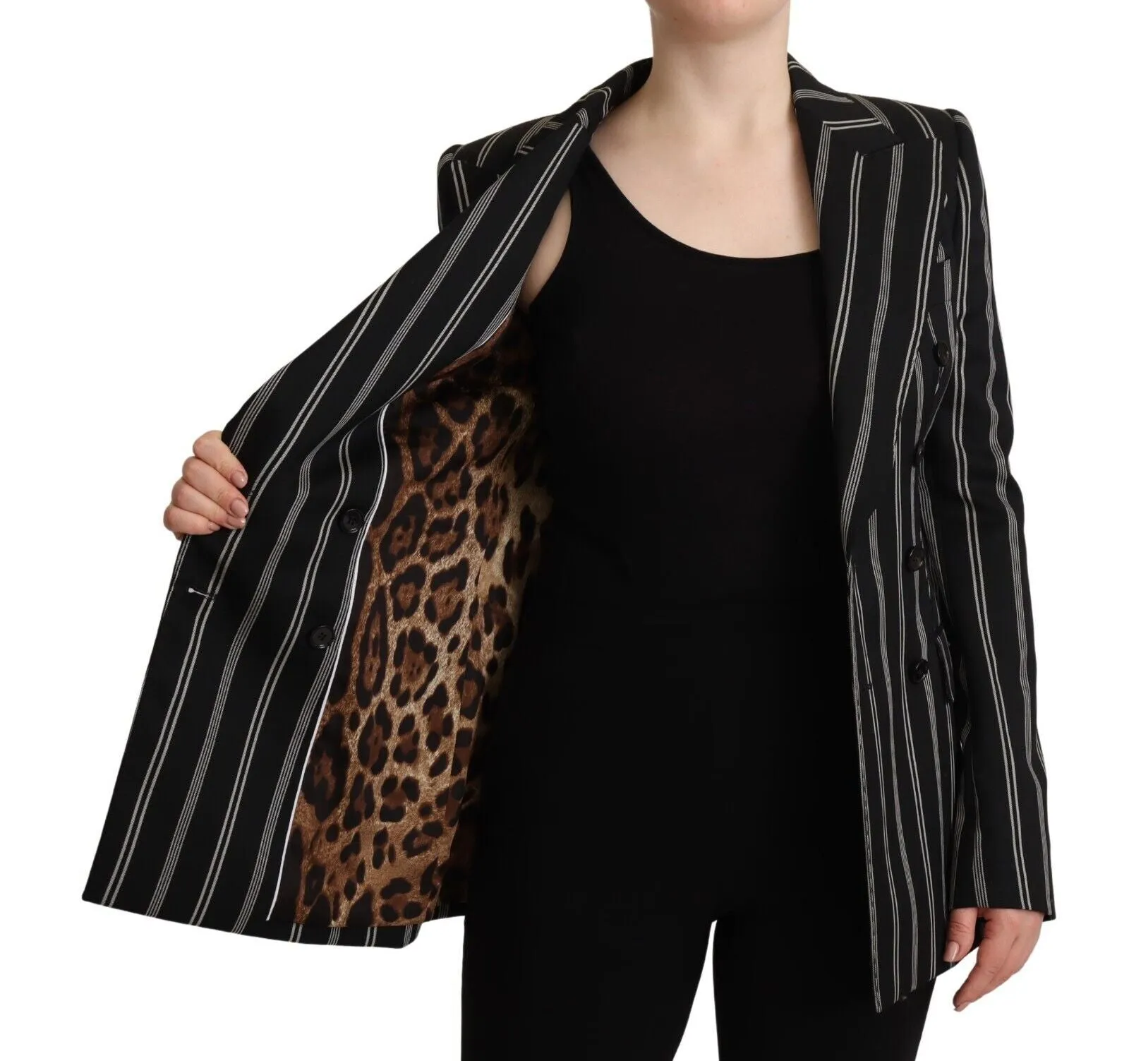 Elegant Striped Wool Stretch Jacket sold by Louxly product image thumbnail 5