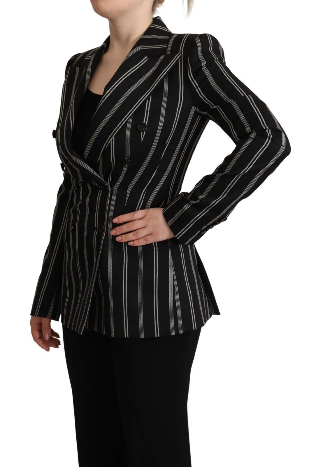 Elegant Striped Wool Stretch Jacket sold by Louxly product image thumbnail 2