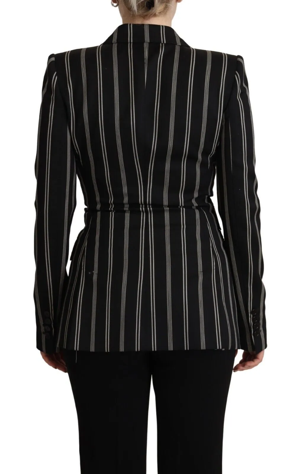 Elegant Striped Wool Stretch Jacket sold by Louxly product image thumbnail 3