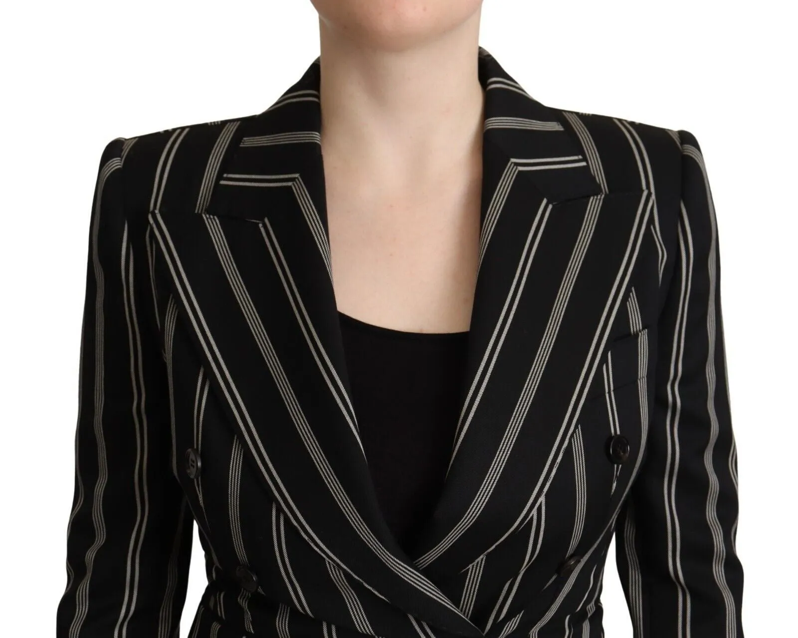 Elegant Striped Wool Stretch Jacket sold by Louxly product image thumbnail 4