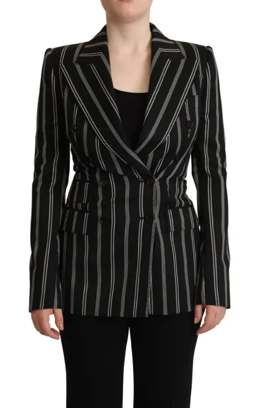 Elegant Striped Wool Stretch Jacket sold by Louxly