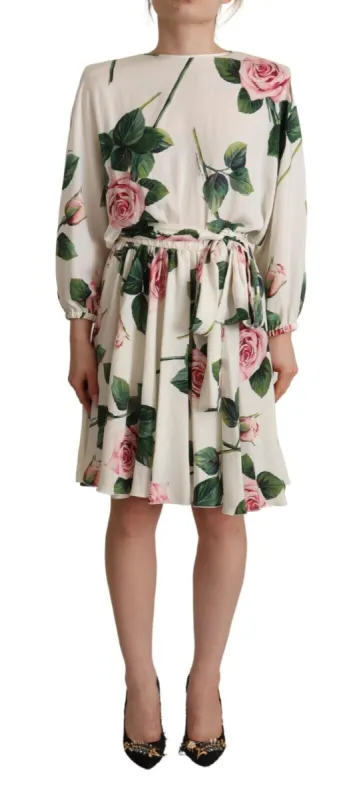 Elegant Silk Floral A-Line Dress sold by Louxly