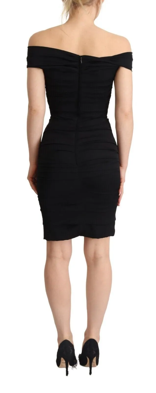 Elegant Black Silk Off-shoulder Dress sold by Louxly product image thumbnail 3