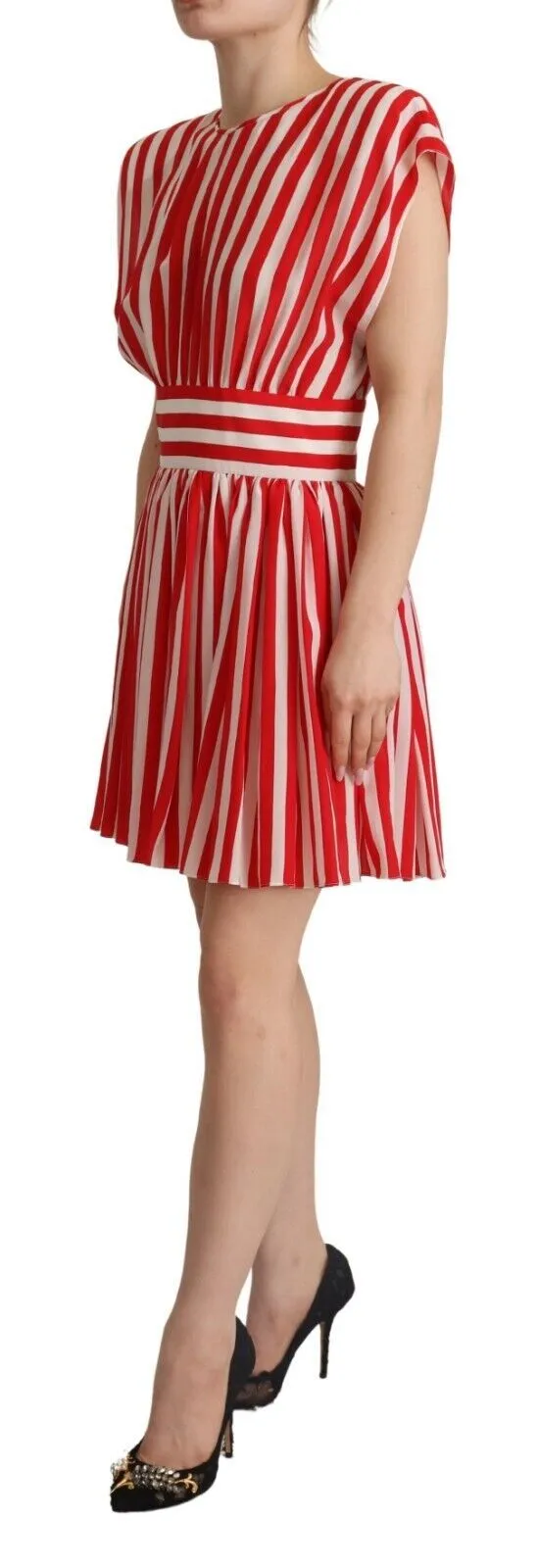 Elegant Striped Silk A-Line Mini Dress sold by Louxly product image thumbnail 2