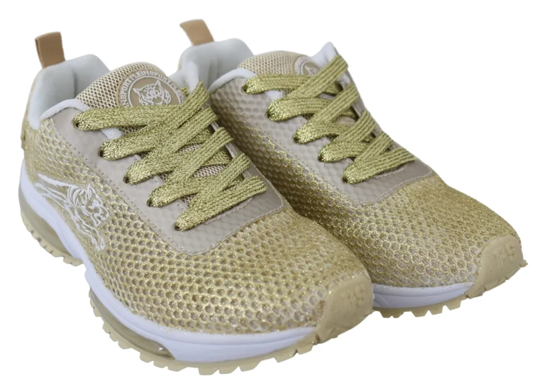 Exquisite Gold Polyester Sport Sneakers made by Louxly