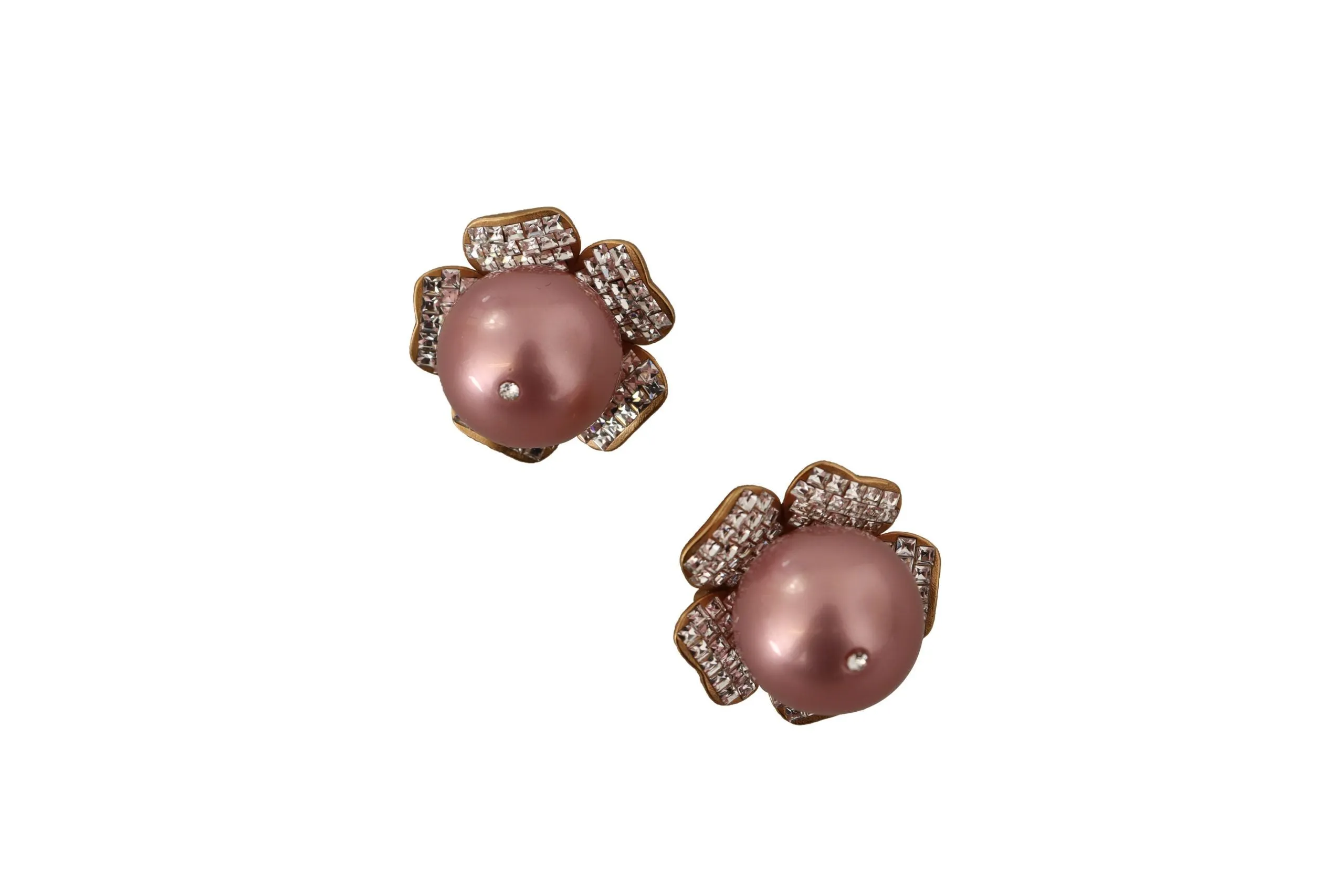 Elegant Floral Crystal Pearl Clip-On Earrings sold by Louxly product image thumbnail 3