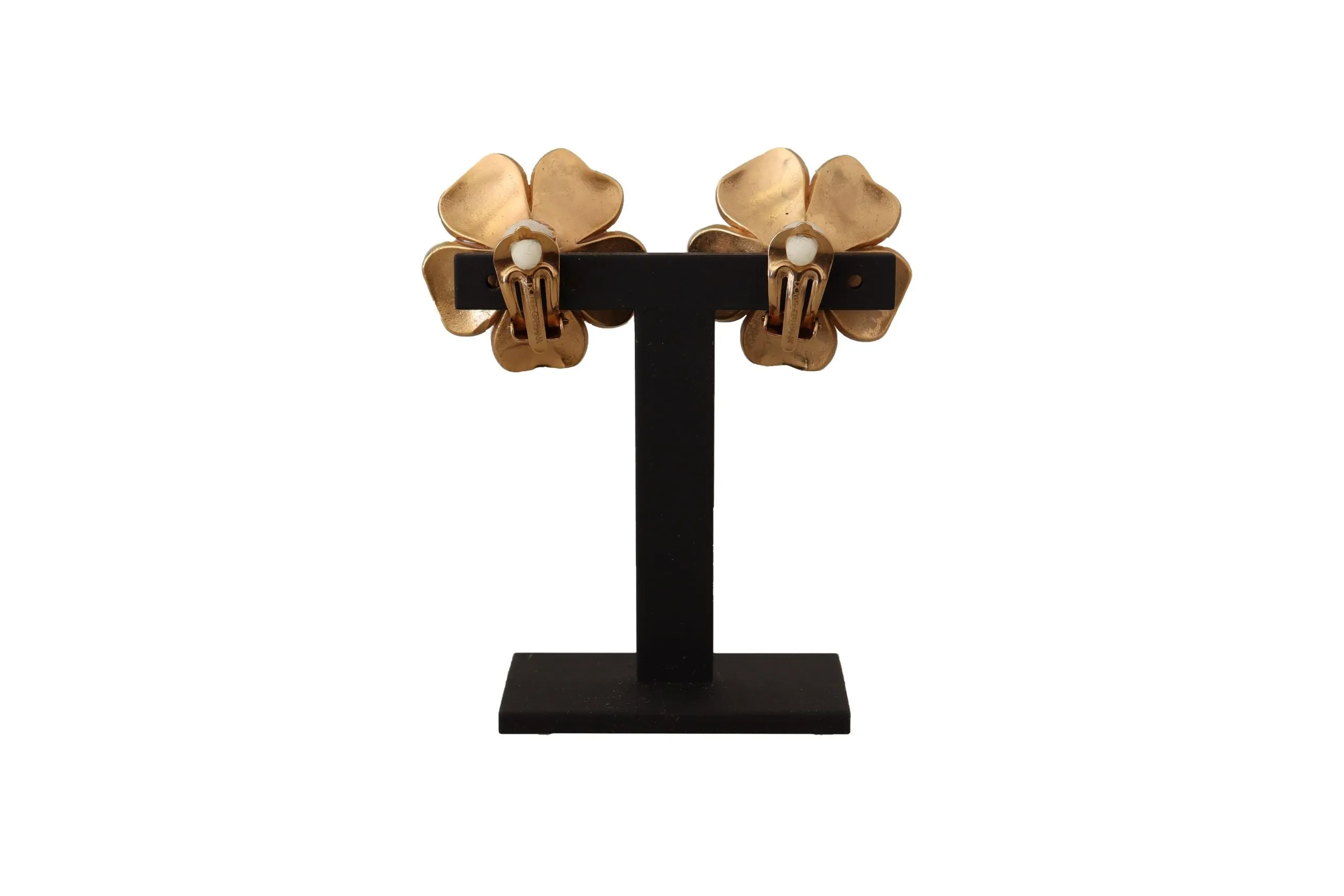 Elegant Floral Crystal Pearl Clip-On Earrings sold by Louxly product image thumbnail 2