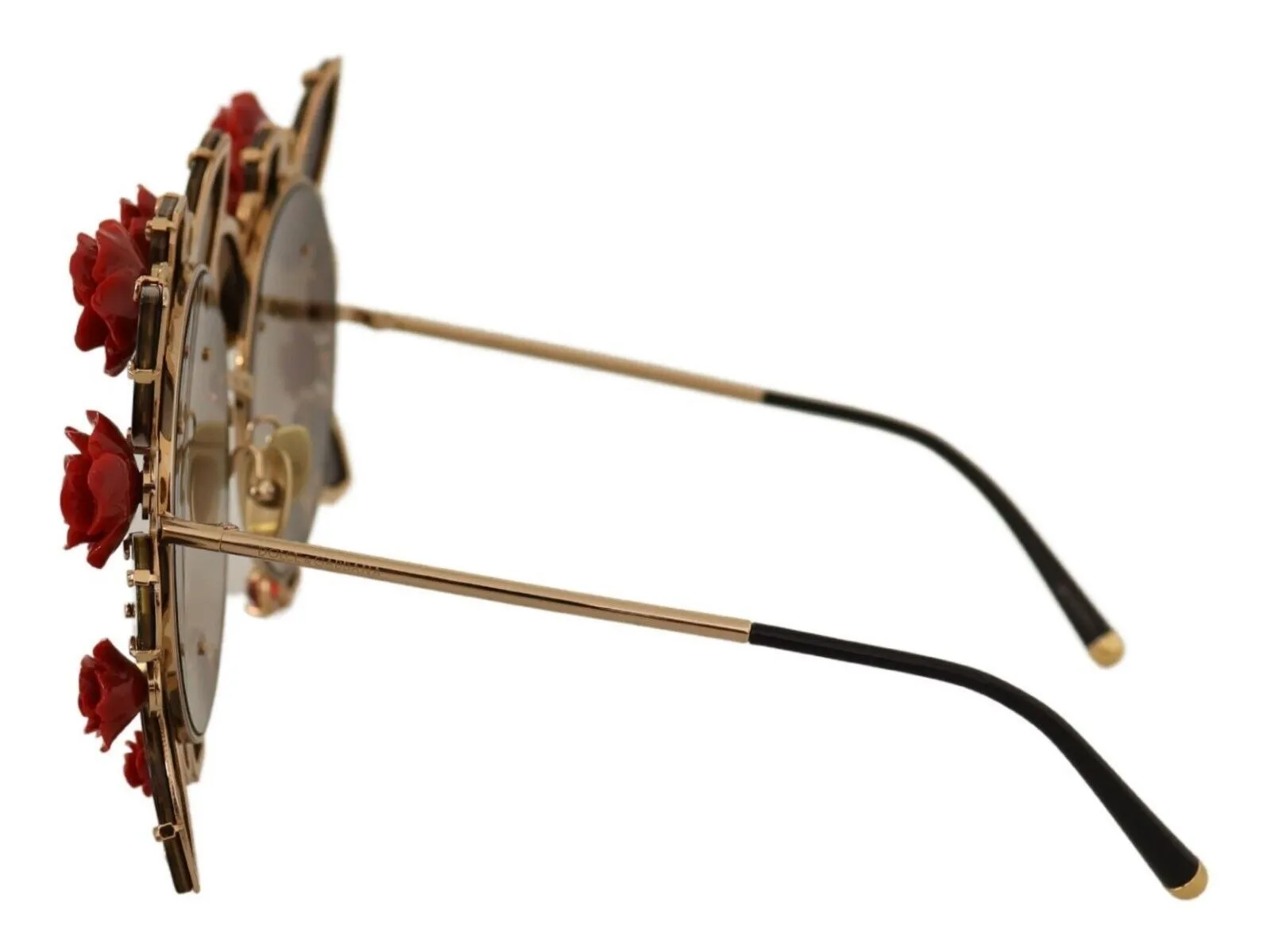 Elegant Round Metal Sunglasses with Rose Detail sold by Louxly product image thumbnail 2