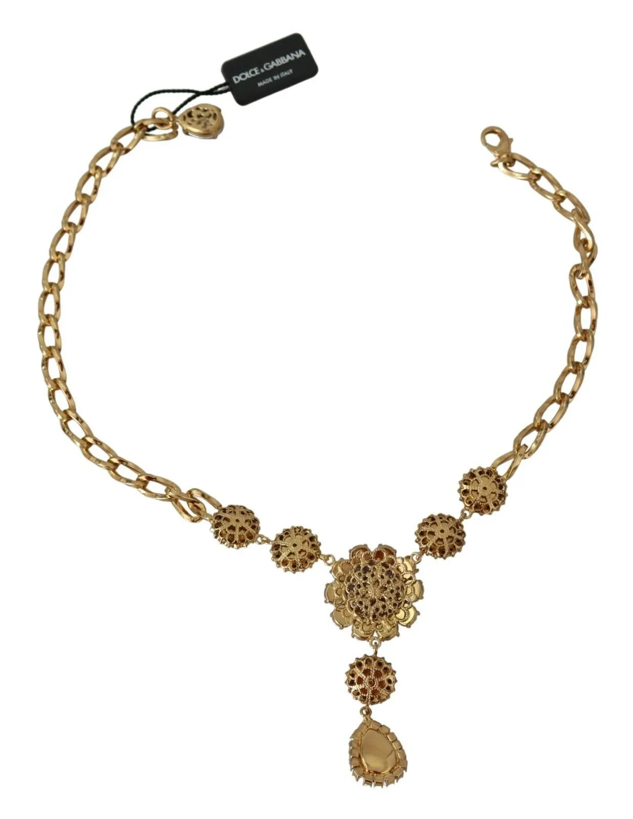 Elegant Gold Crystal Floral Charm Necklace sold by Louxly product image thumbnail 5