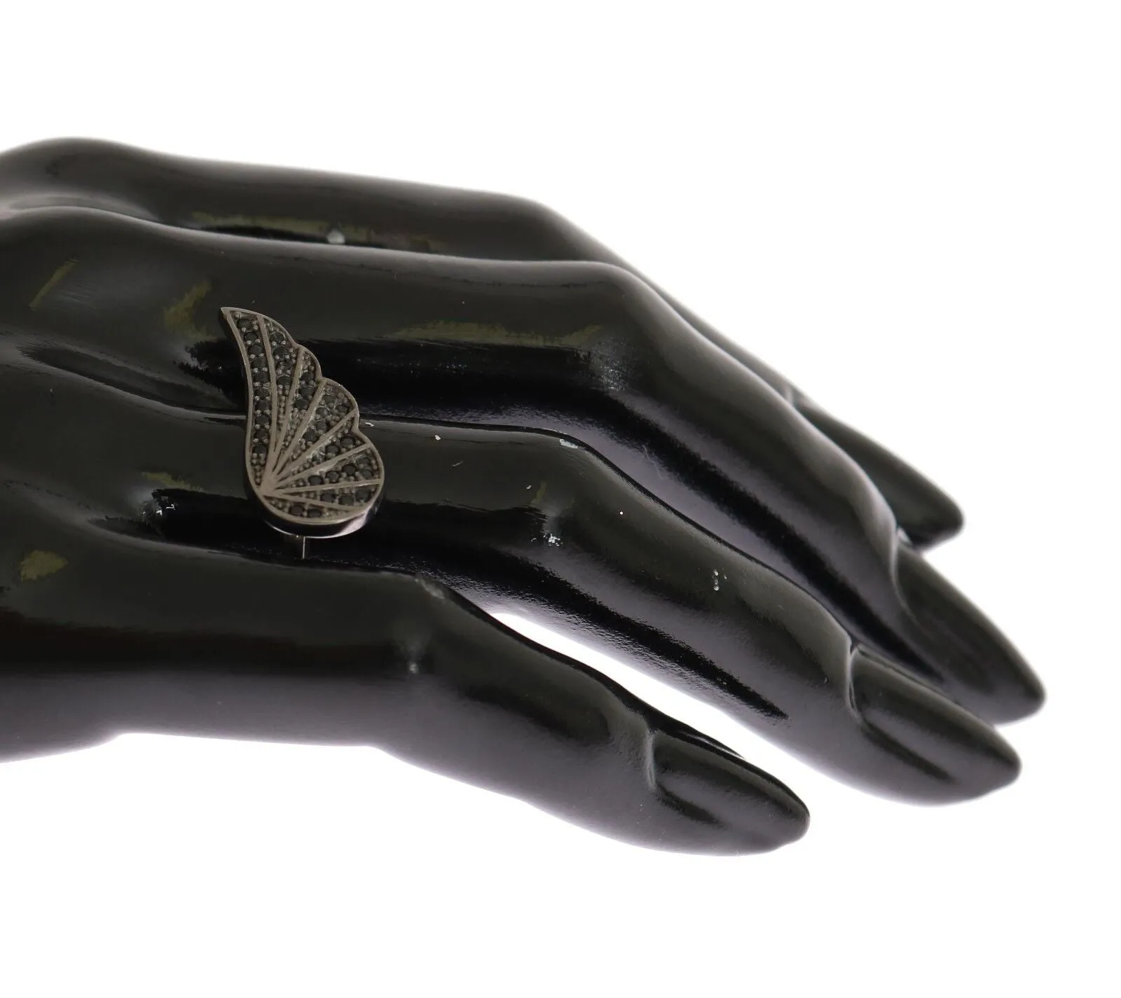 Black Rhodium Silver Crystal Ring sold by Louxly product image thumbnail 4