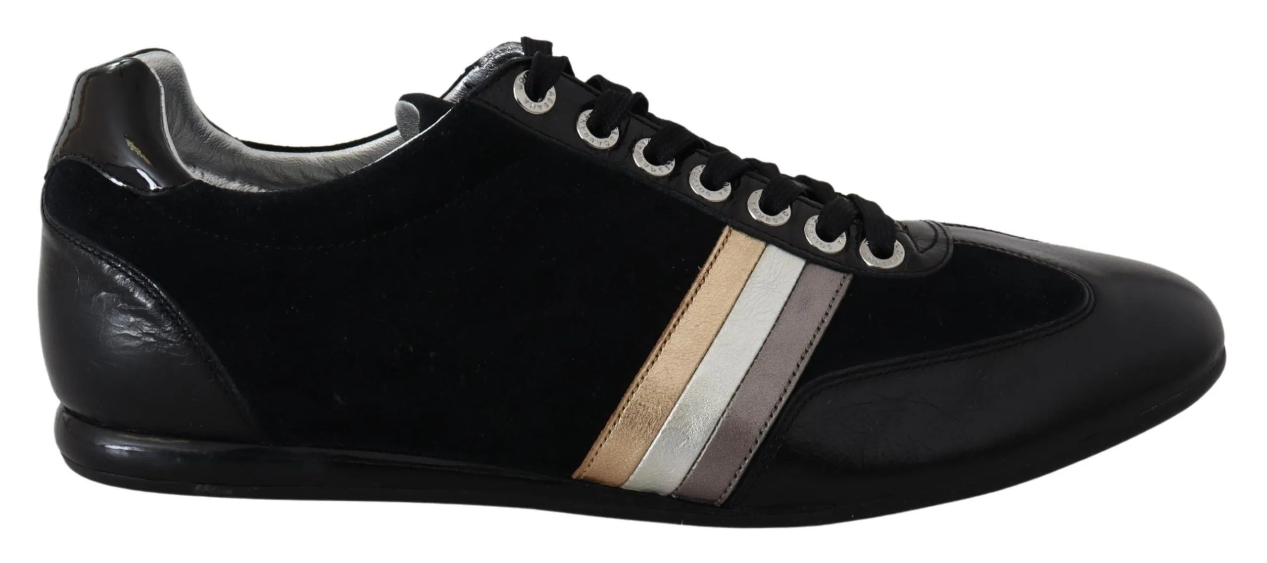 Elegant Black Leather Sport Sneakers sold by Louxly
