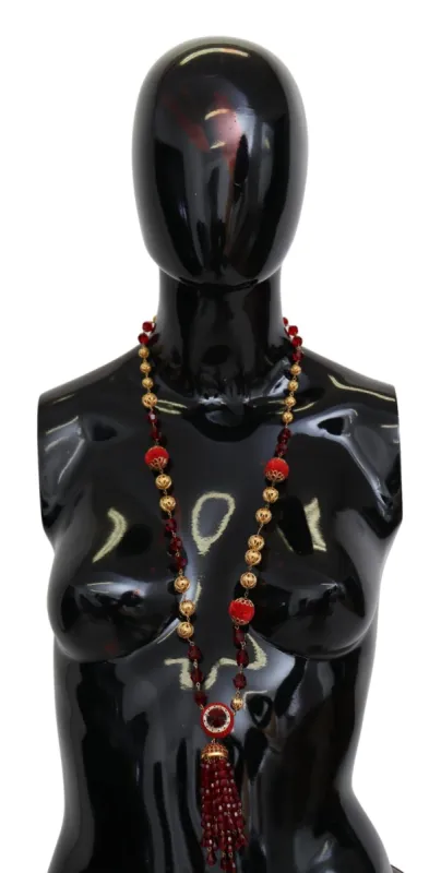 Elegant Red Crystal Gold-Plated Necklace sold by Louxly