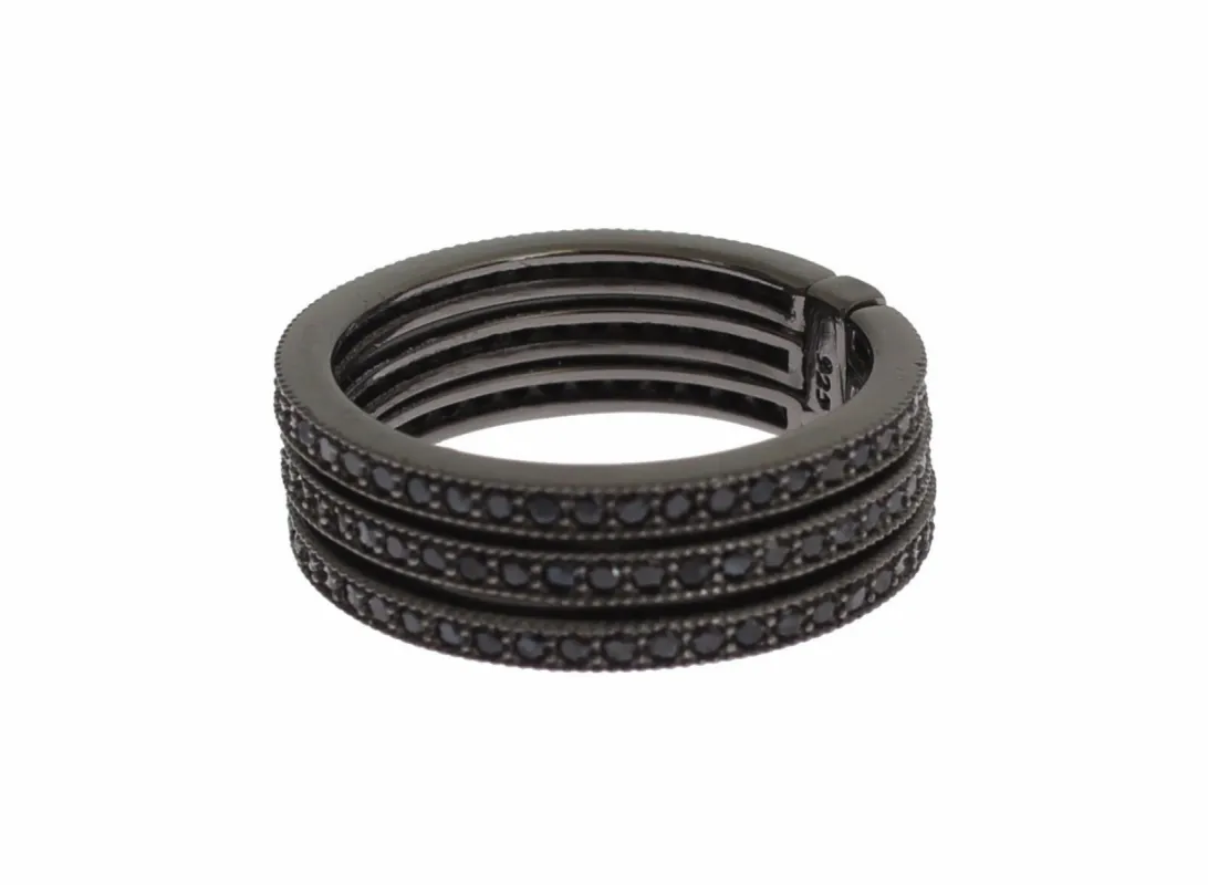 Elegant Black Rhodium Silver Crystal Ring sold by Louxly