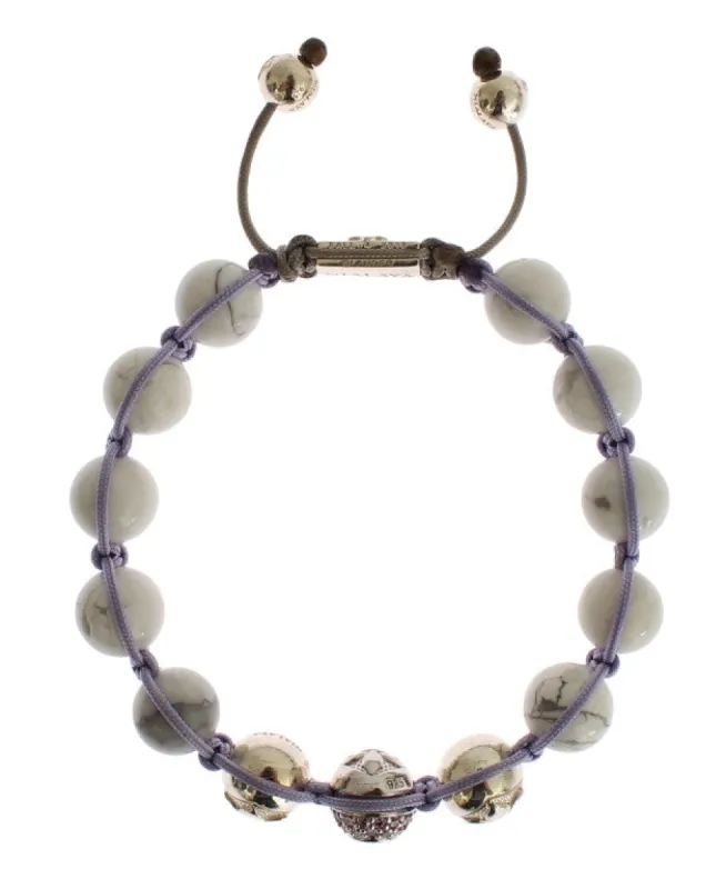 Elegant Silver Purple CZ & Howlite Bracelet sold by Louxly