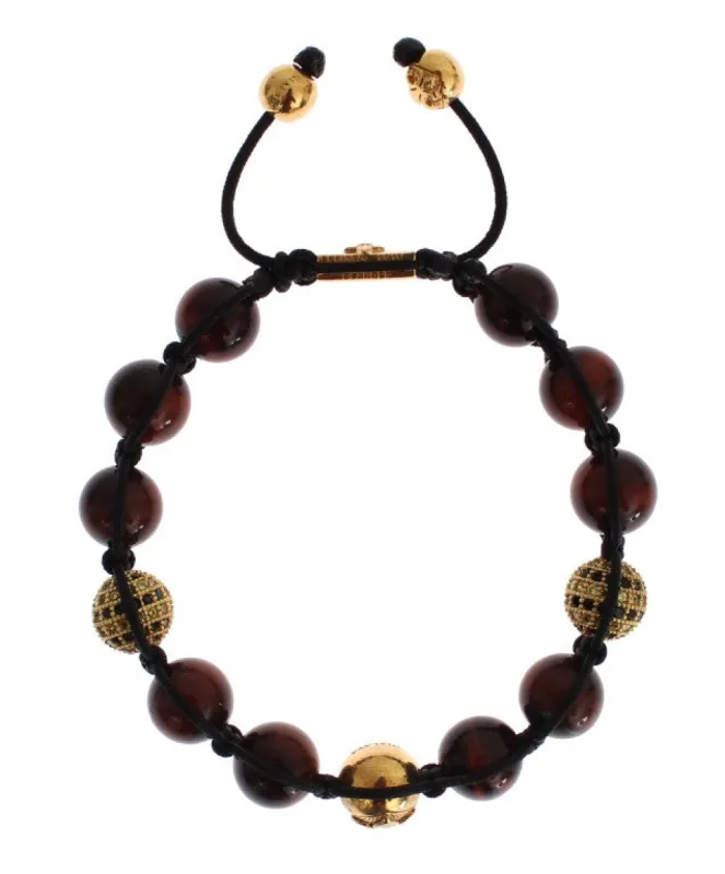 Radiant Red Tiger Eye & CZ Gold Bracelet sold by Louxly