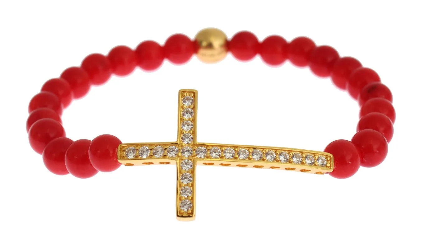 Elegant Gold and Red Coral Beaded Bracelet sold by Louxly product image thumbnail 3