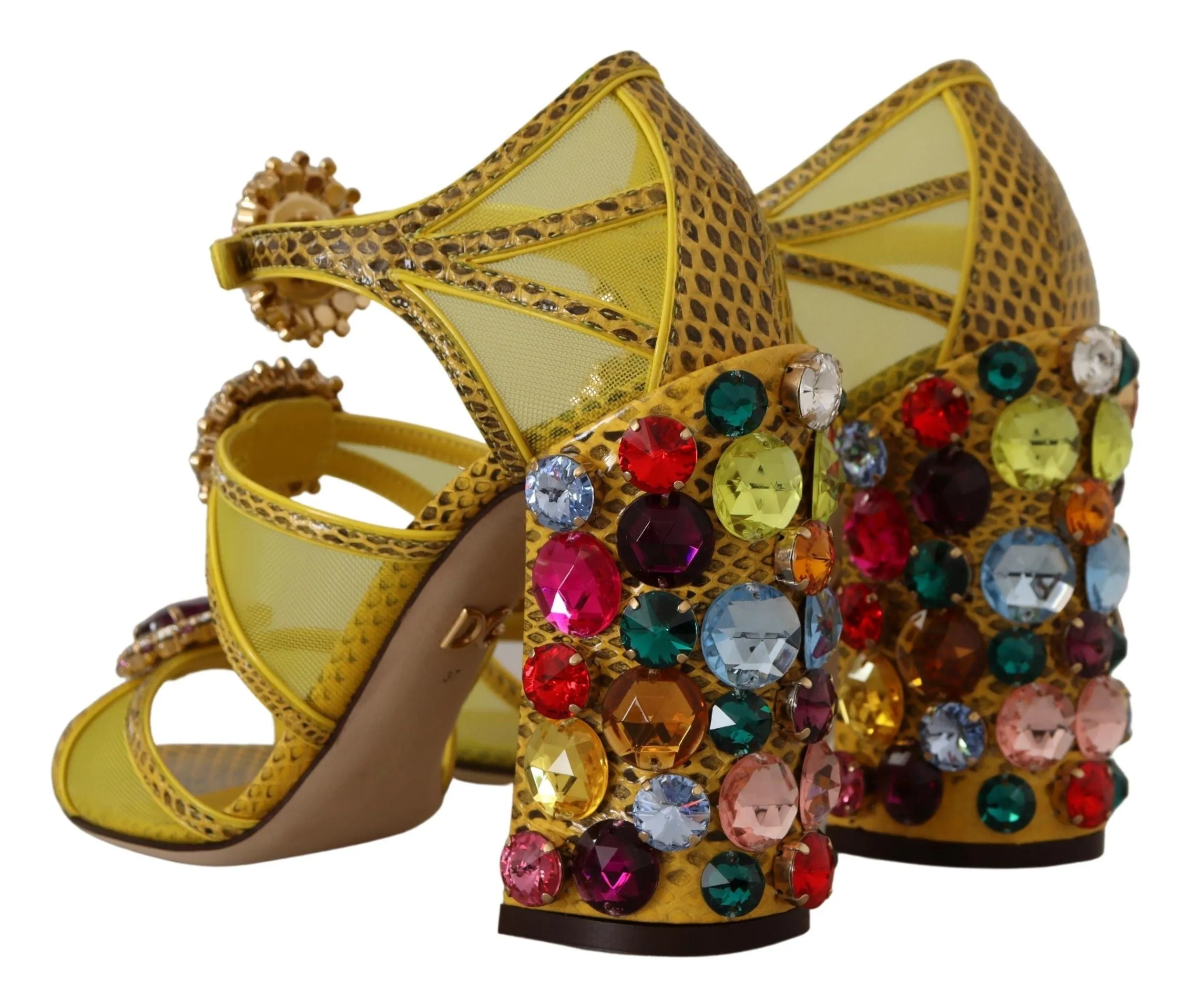 Stunning Crystal-Embellished Yellow Leather Sandals sold by Louxly product image thumbnail 2