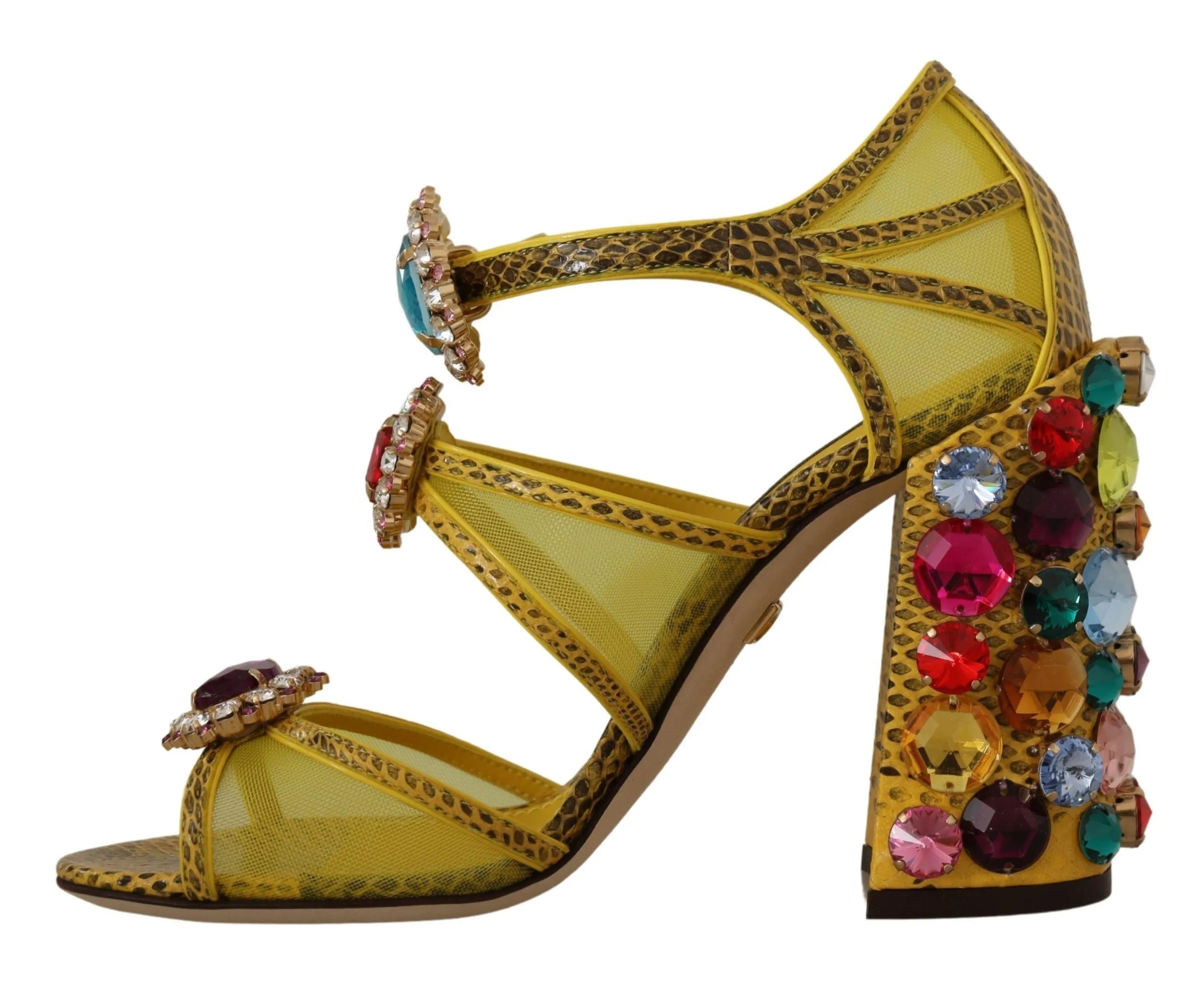 Stunning Crystal-Embellished Yellow Leather Sandals sold by Louxly product image thumbnail 3