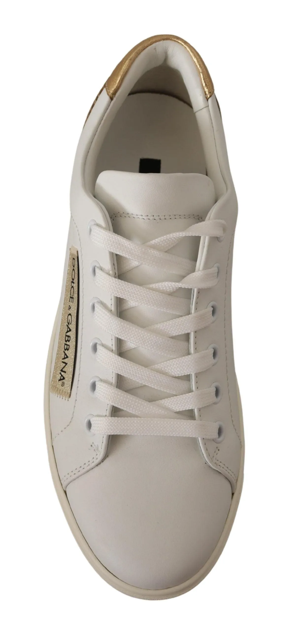 Elegant White Leather Sneakers with Gold Accents sold by Louxly product image thumbnail 5