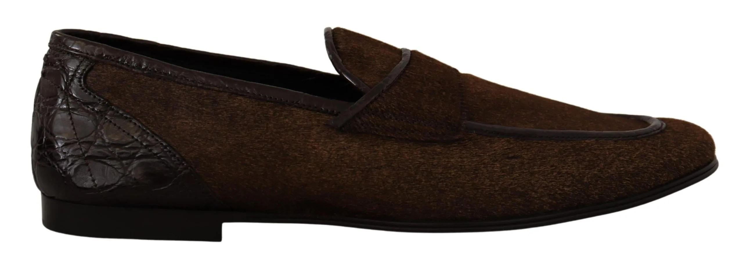 Elegant Brown Caiman Leather Loafers sold by Louxly