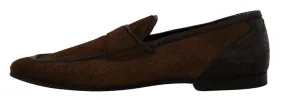 Elegant Brown Caiman Leather Loafers sold by Louxly