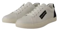 Elegant White Leather Low Top Sneakers sold by Louxly