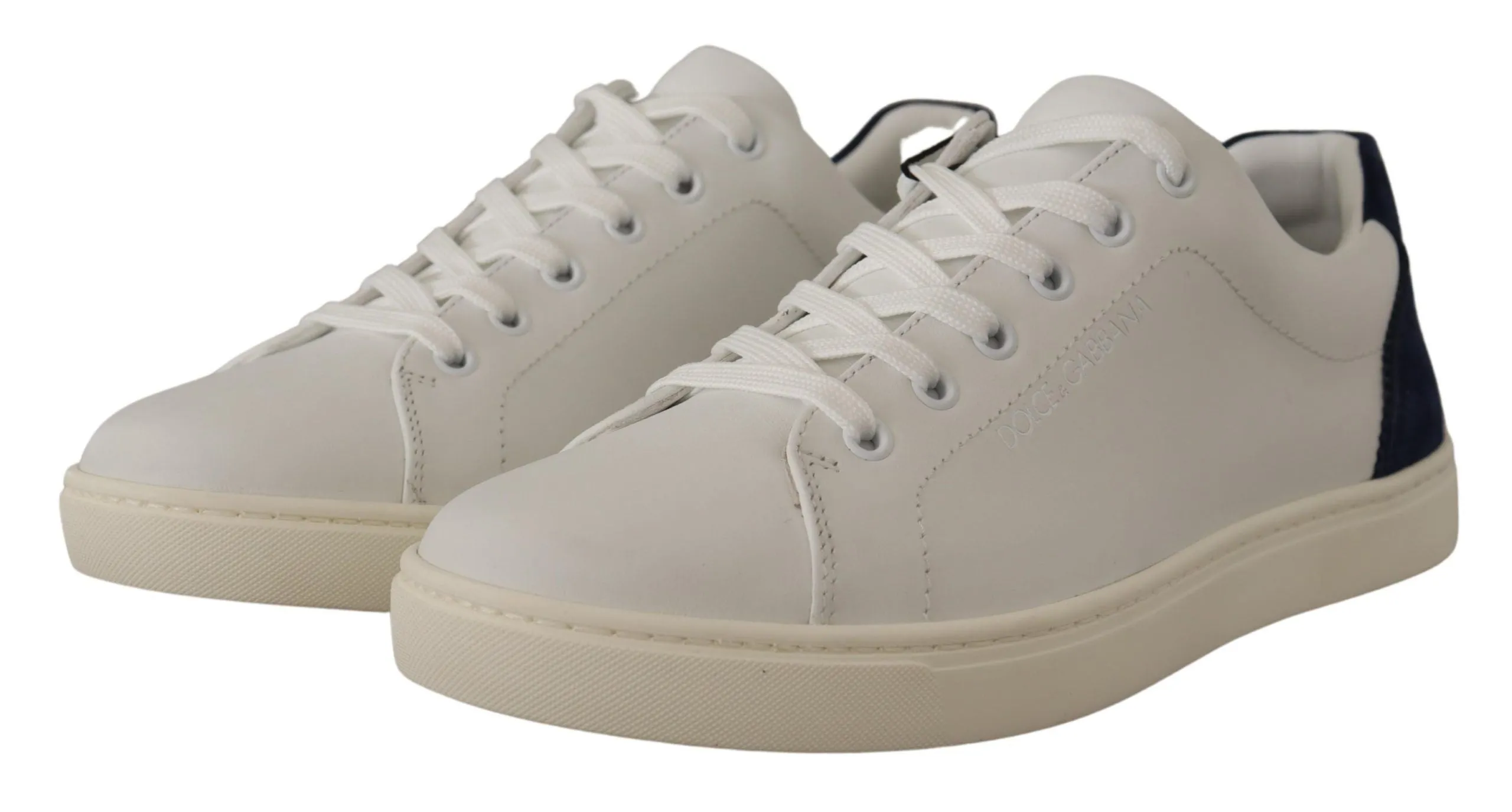 Elegant White and Blue Low-Top Leather Sneakers sold by Louxly product image thumbnail 4