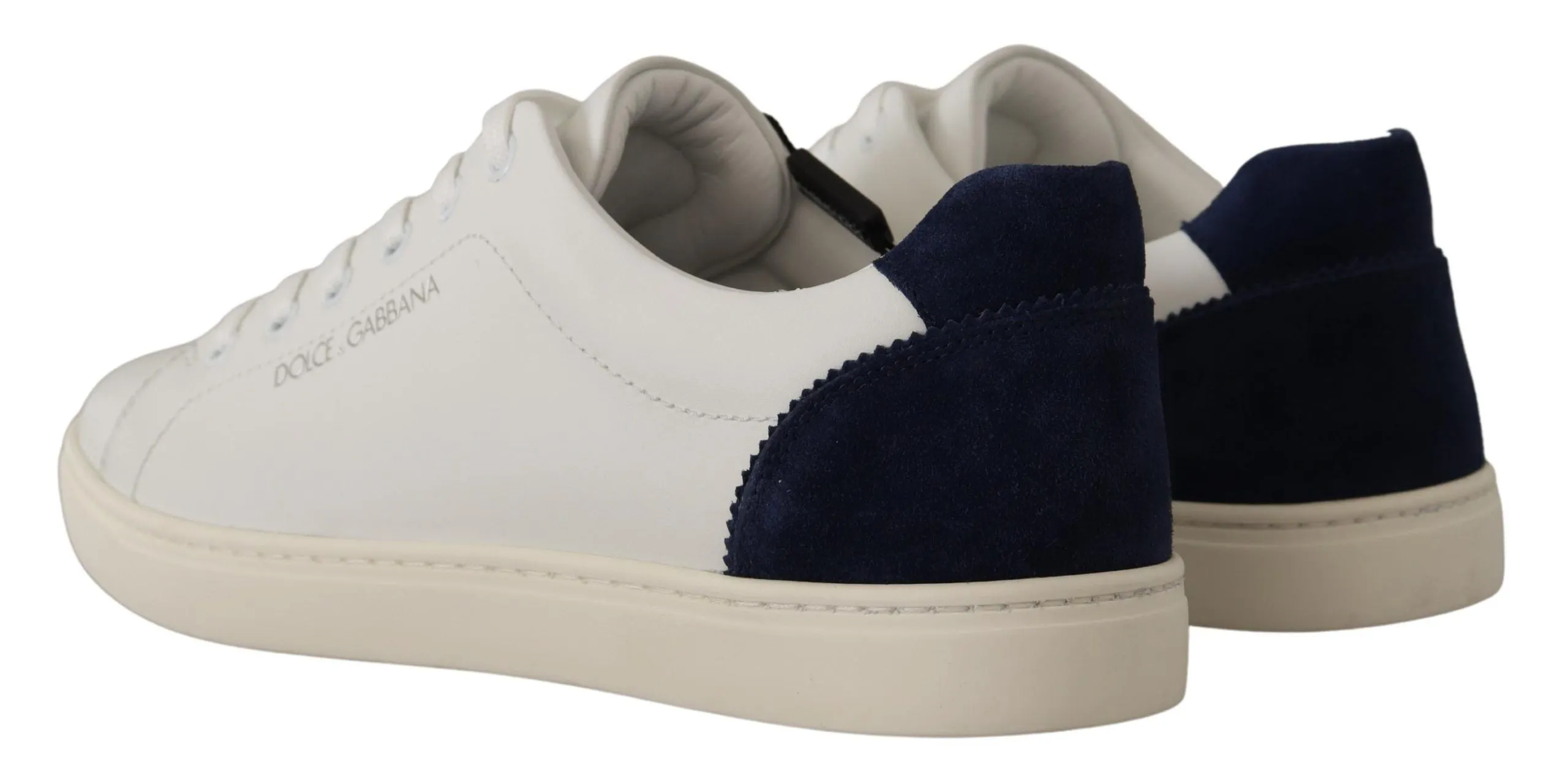 Elegant White and Blue Low-Top Leather Sneakers sold by Louxly product image thumbnail 5