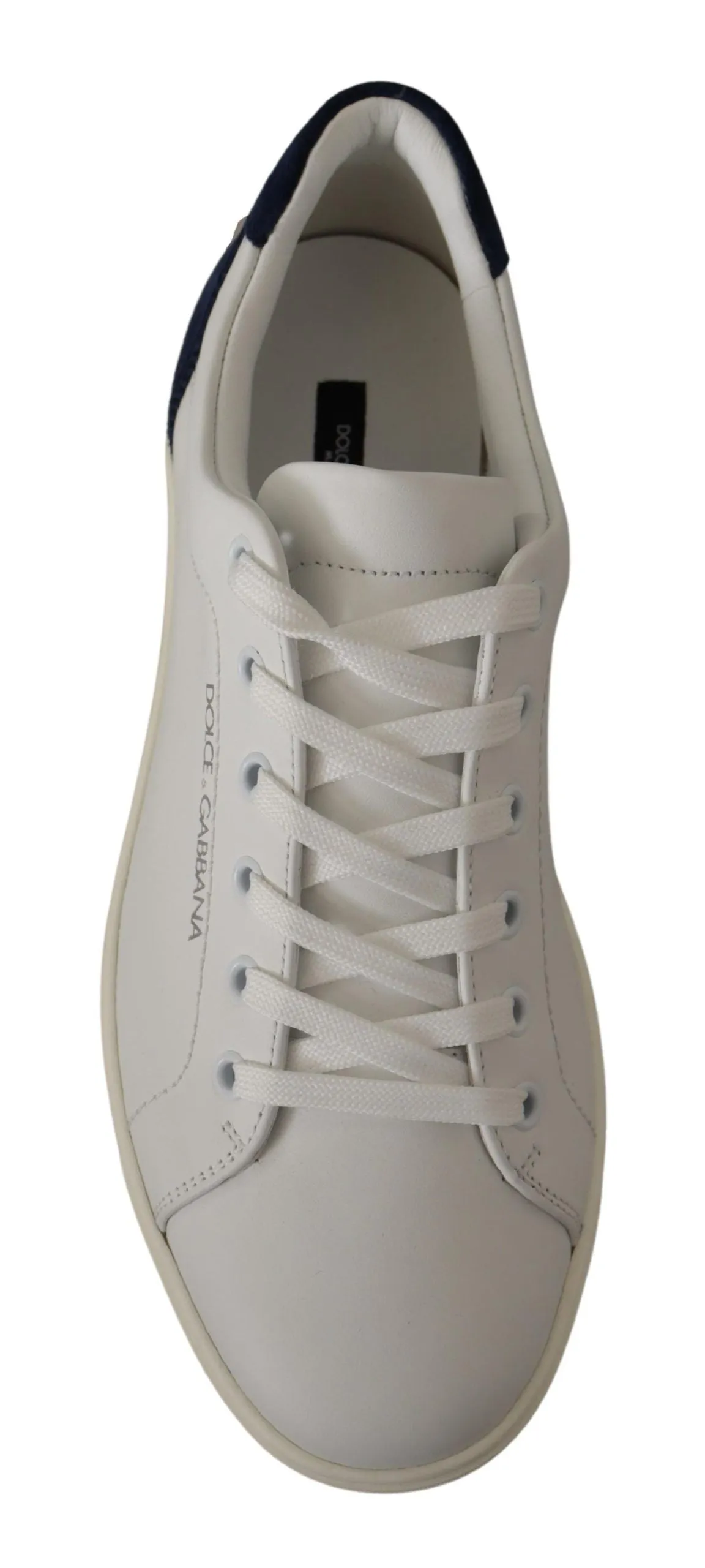 Elegant White and Blue Low-Top Leather Sneakers sold by Louxly product image thumbnail 2