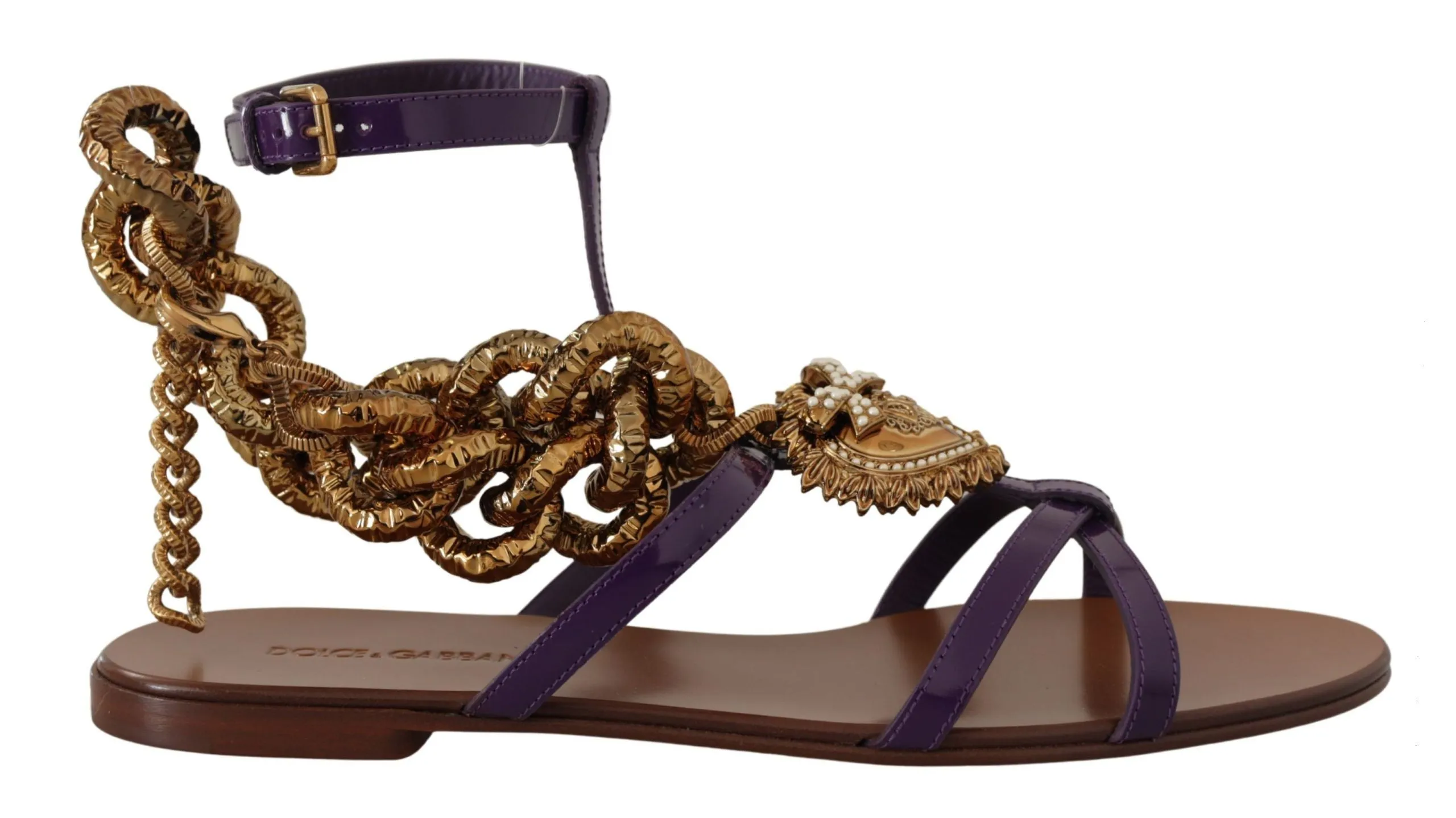 Purple Heart Chain Gladiator Flats sold by Louxly