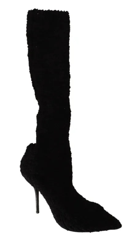 Chic Black Stretch Sock Boots sold by Louxly