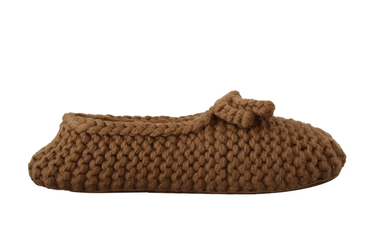 Elegant Wool Knit Ballerina Flats in Brown sold by Louxly