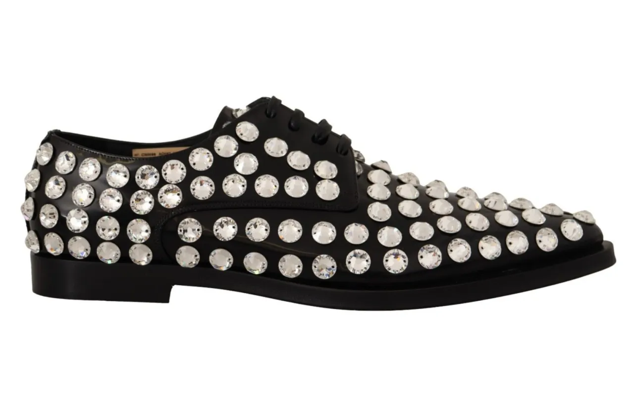 Crystal-Embellished Leather Formal Flats sold by Louxly