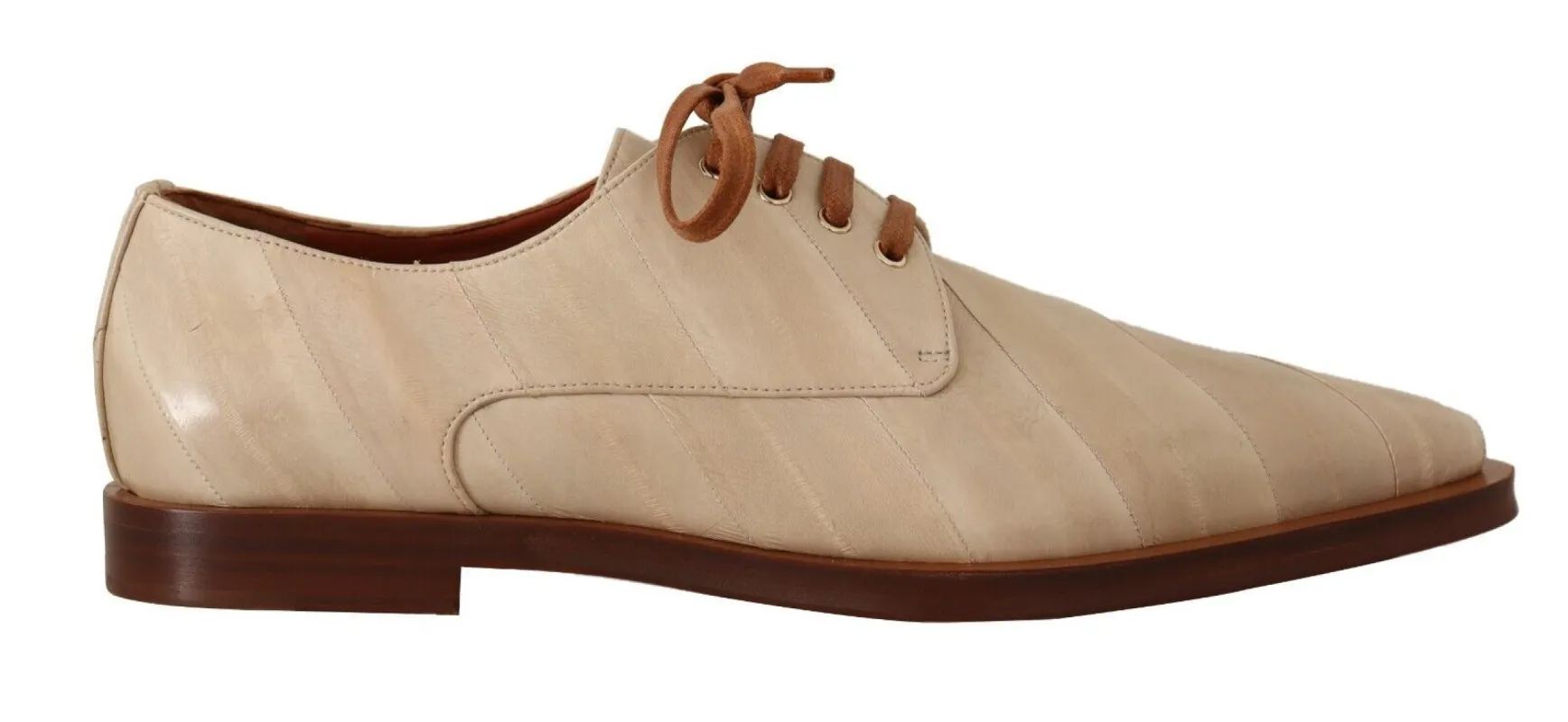 Elegant Beige Eel Leather Formal Flats sold by Louxly