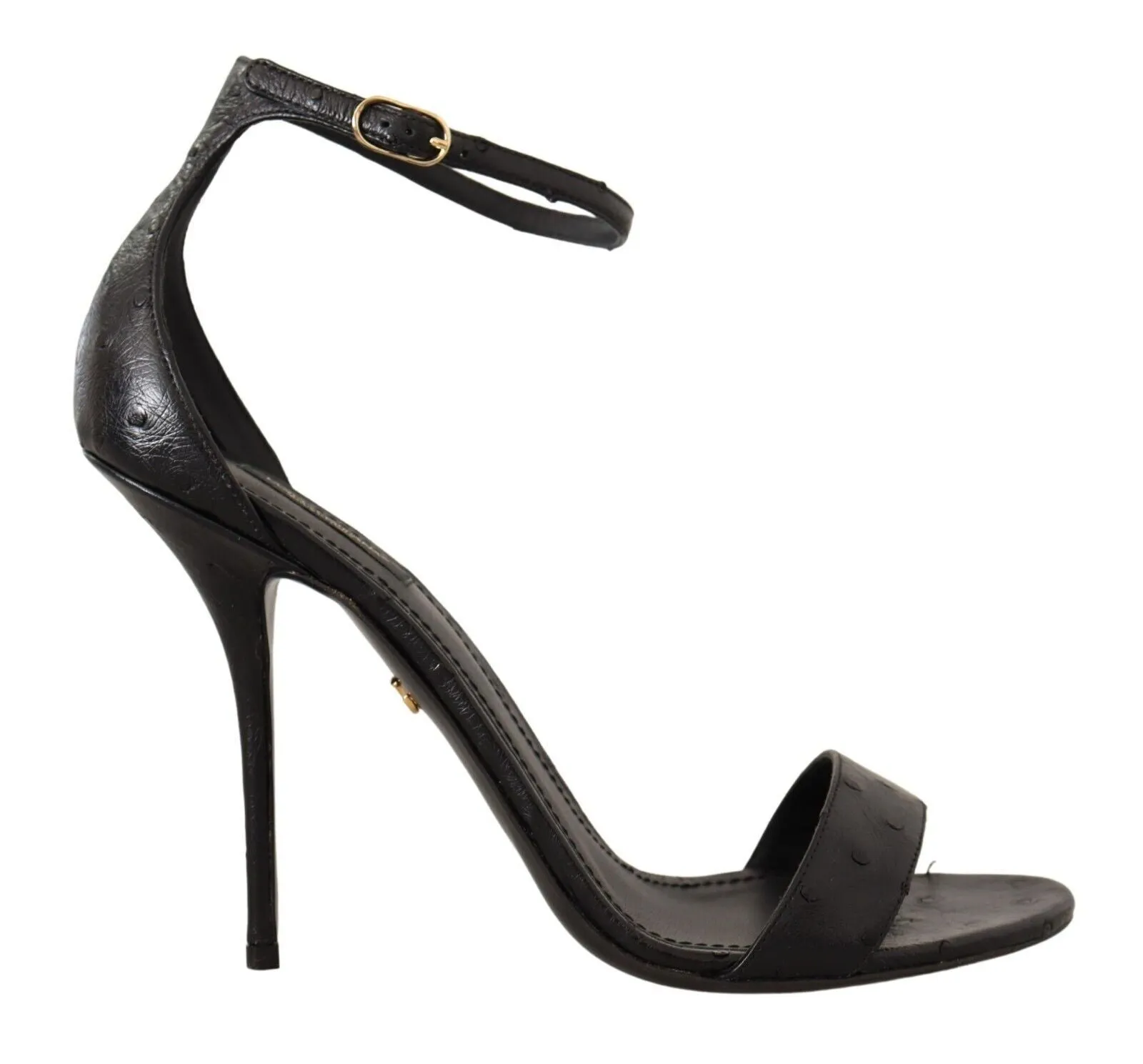 Elegant Ostrich Leather Ankle Strap Heels sold by Louxly