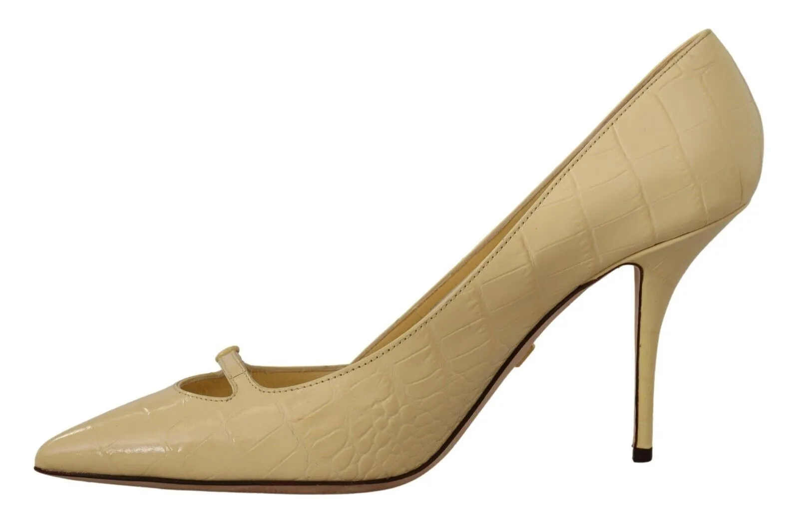 Chic Pointed Toe Leather Pumps in Sunshine Yellow sold by Louxly product image thumbnail 5