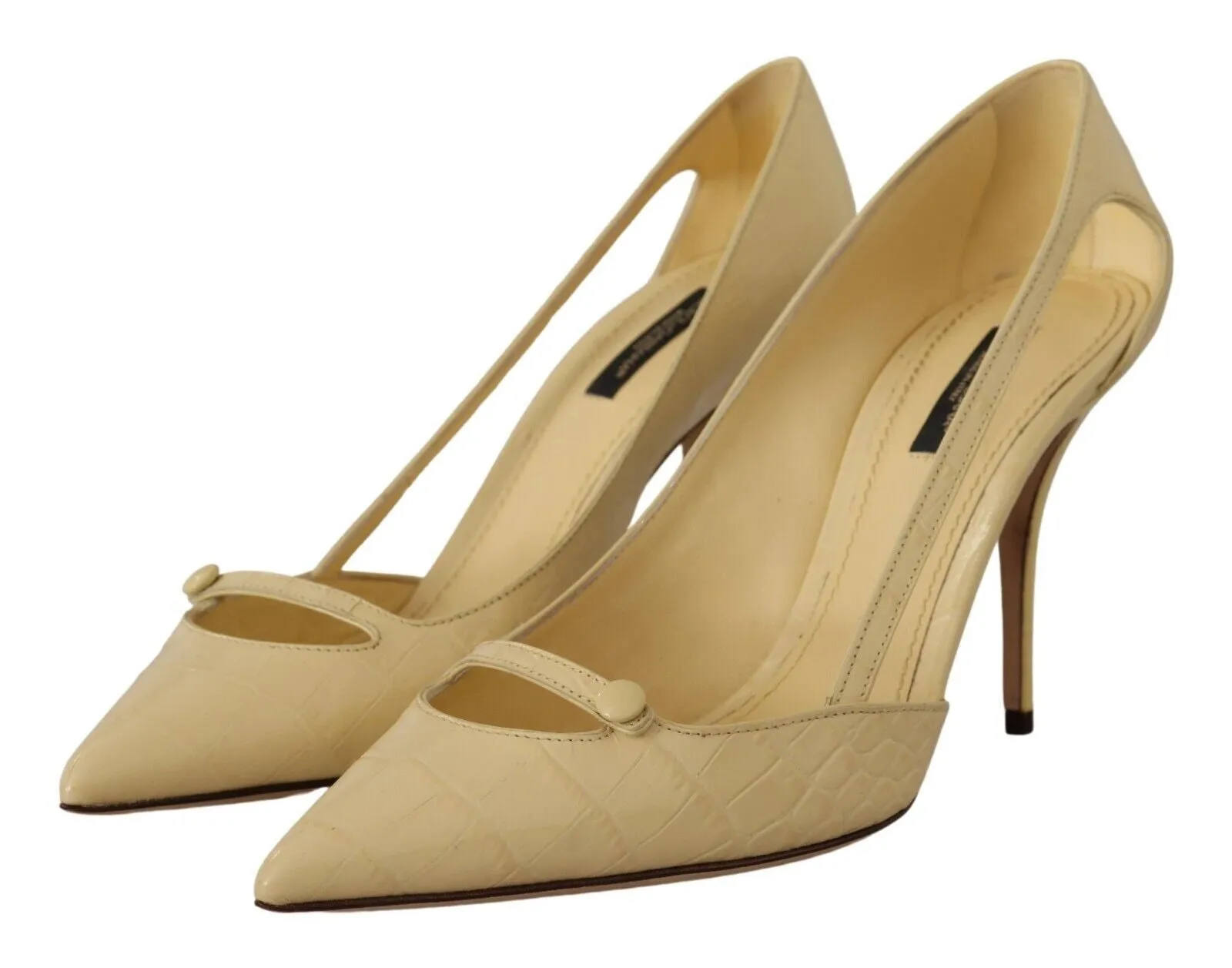 Chic Pointed Toe Leather Pumps in Sunshine Yellow sold by Louxly product image thumbnail 2