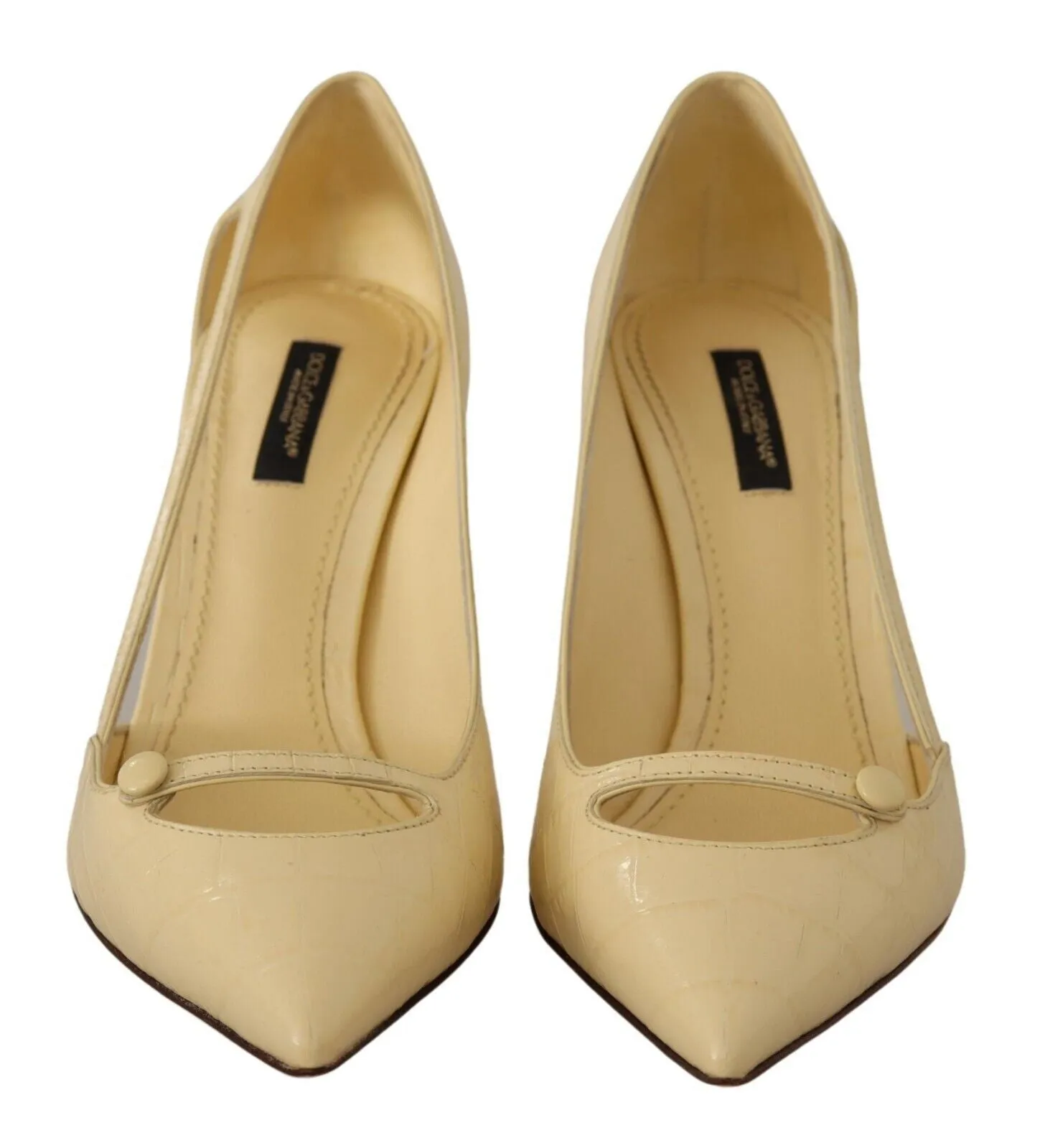 Chic Pointed Toe Leather Pumps in Sunshine Yellow sold by Louxly product image thumbnail 3