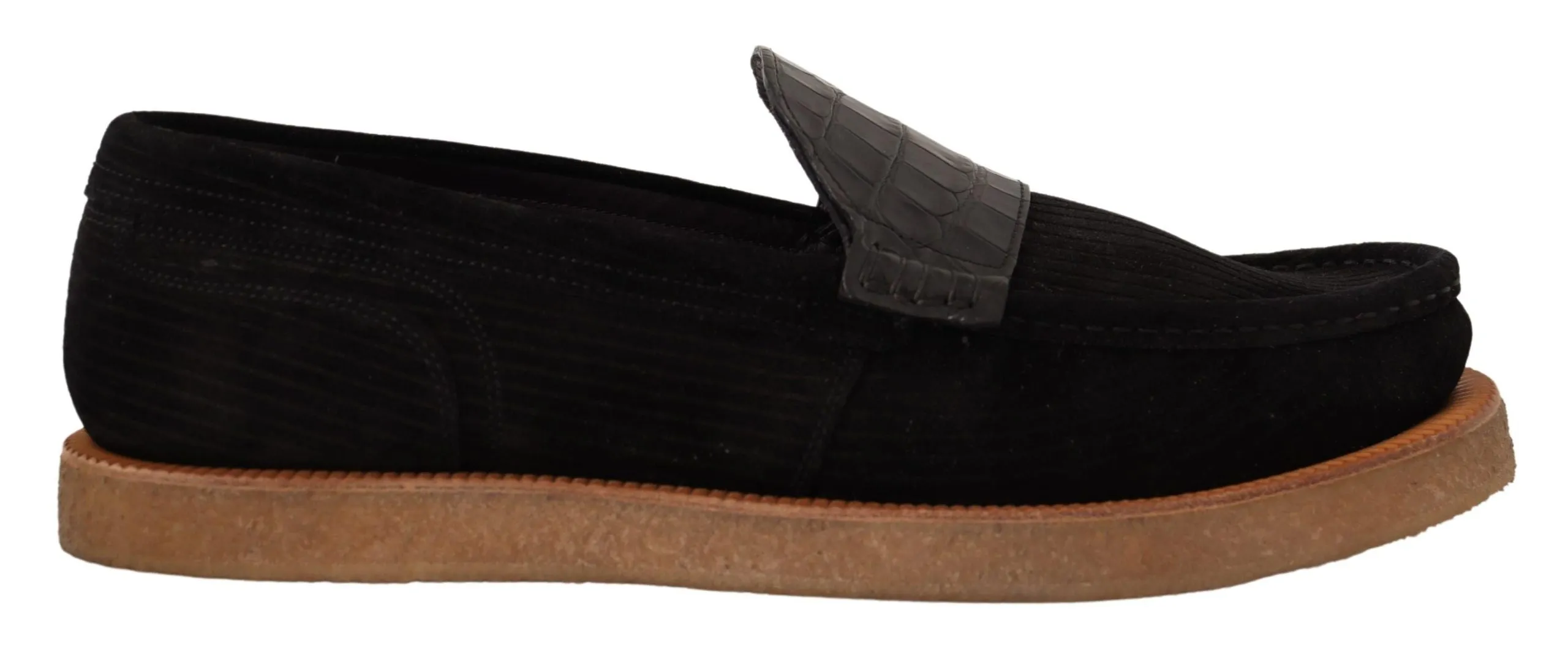 Elegant Black Alligator Leather Loafers sold by Louxly