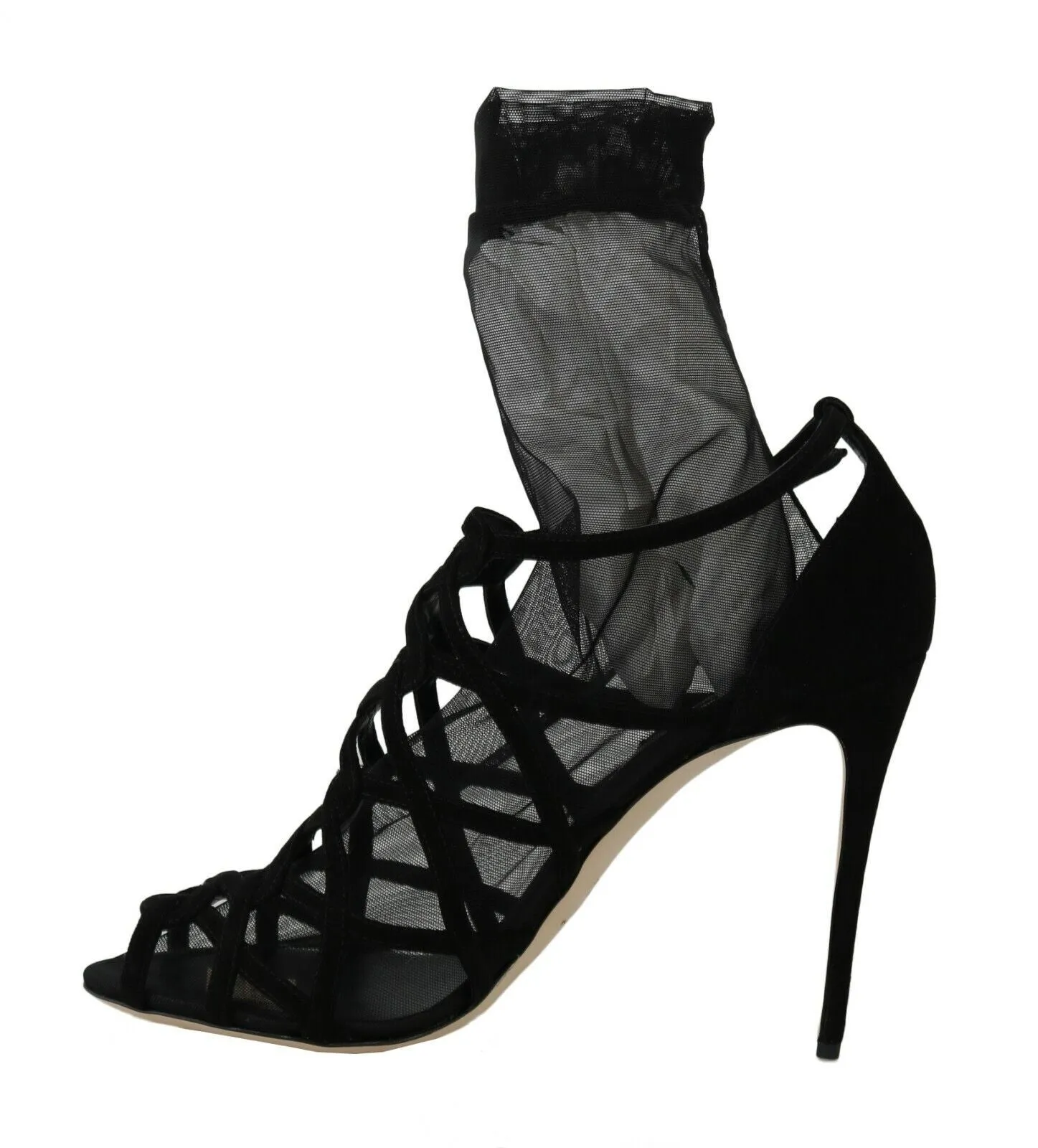 Black Suede Tulle Ankle Boot Sandals sold by Louxly product image thumbnail 2