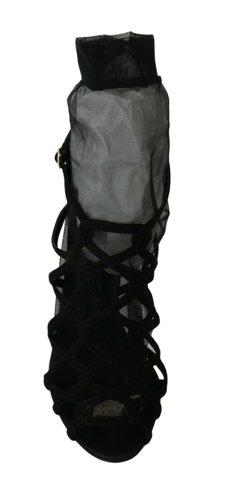 Black Suede Tulle Ankle Boot Sandals sold by Louxly product image thumbnail 4