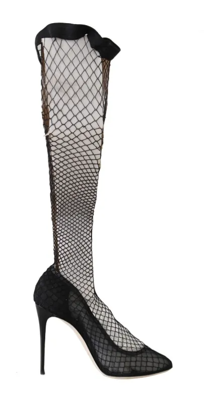 Elegant Netted Sock Pumps in Timeless Black sold by Louxly