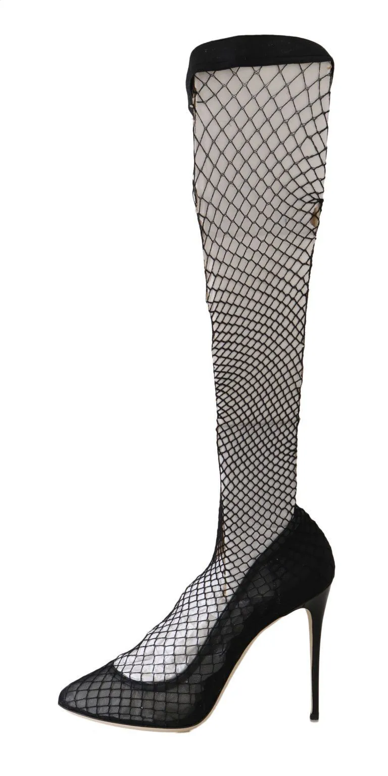 Elegant Netted Sock Pumps in Timeless Black sold by Louxly product image thumbnail 2