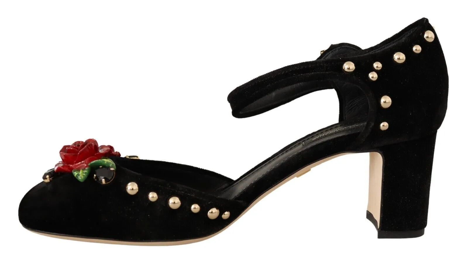 Black Velvet Roses Ankle Strap Pumps Shoes sold by Louxly product image thumbnail 4