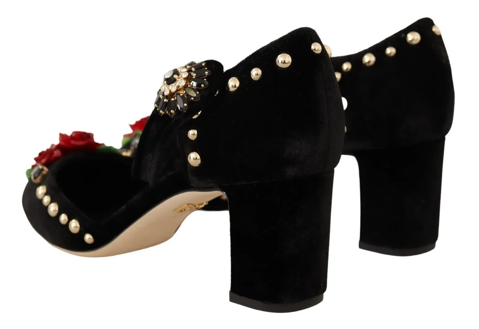 Black Velvet Roses Ankle Strap Pumps Shoes sold by Louxly product image thumbnail 5