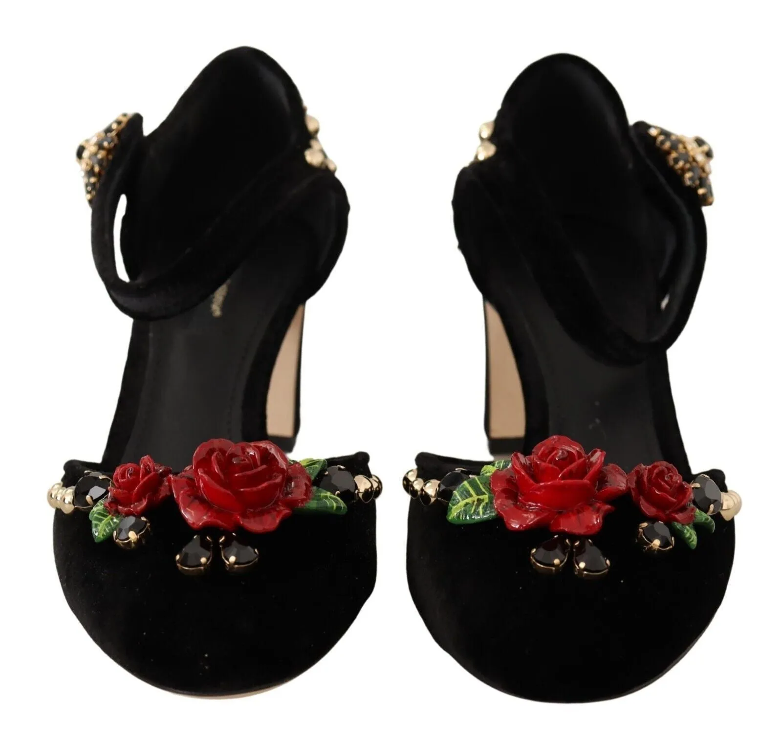 Black Velvet Roses Ankle Strap Pumps Shoes sold by Louxly product image thumbnail 2