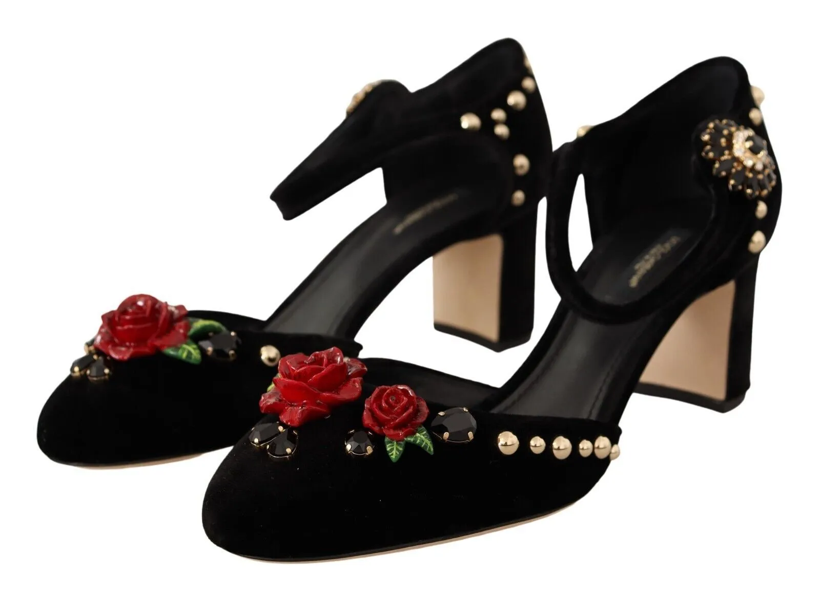 Black Velvet Roses Ankle Strap Pumps Shoes sold by Louxly product image thumbnail 3