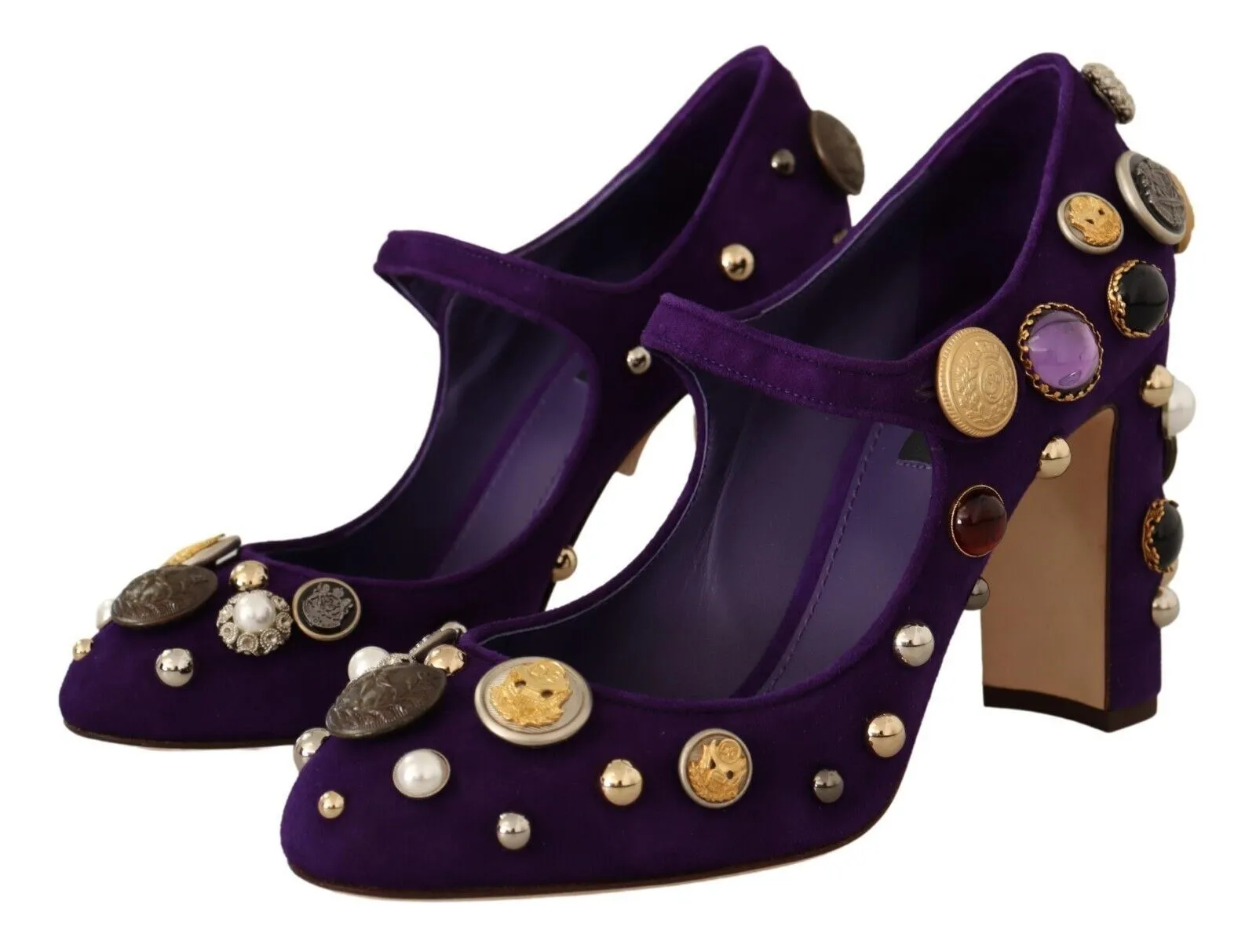 Elegant Suede Heels with Jewel Buttons sold by Louxly product image thumbnail 3